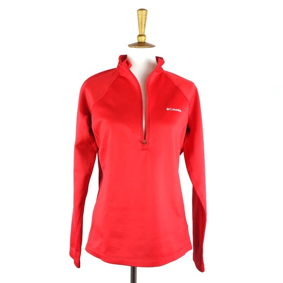 Columbia Jackets & Blazers - Columbia red Omni-Heat half zip pullover, size Med